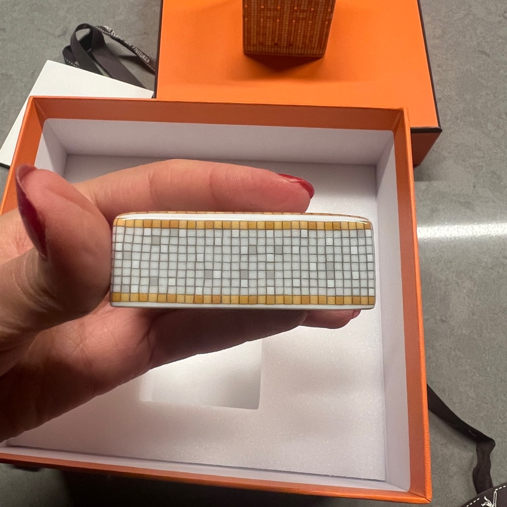 Hermes Gold and White Decorative Box Mosaique au 24 gold box, small - Picture 8 of 10